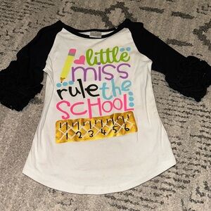 Girls Boutique 3/4 ruffle‎ sleeve School Shirt size L but fits 5/6 IMO